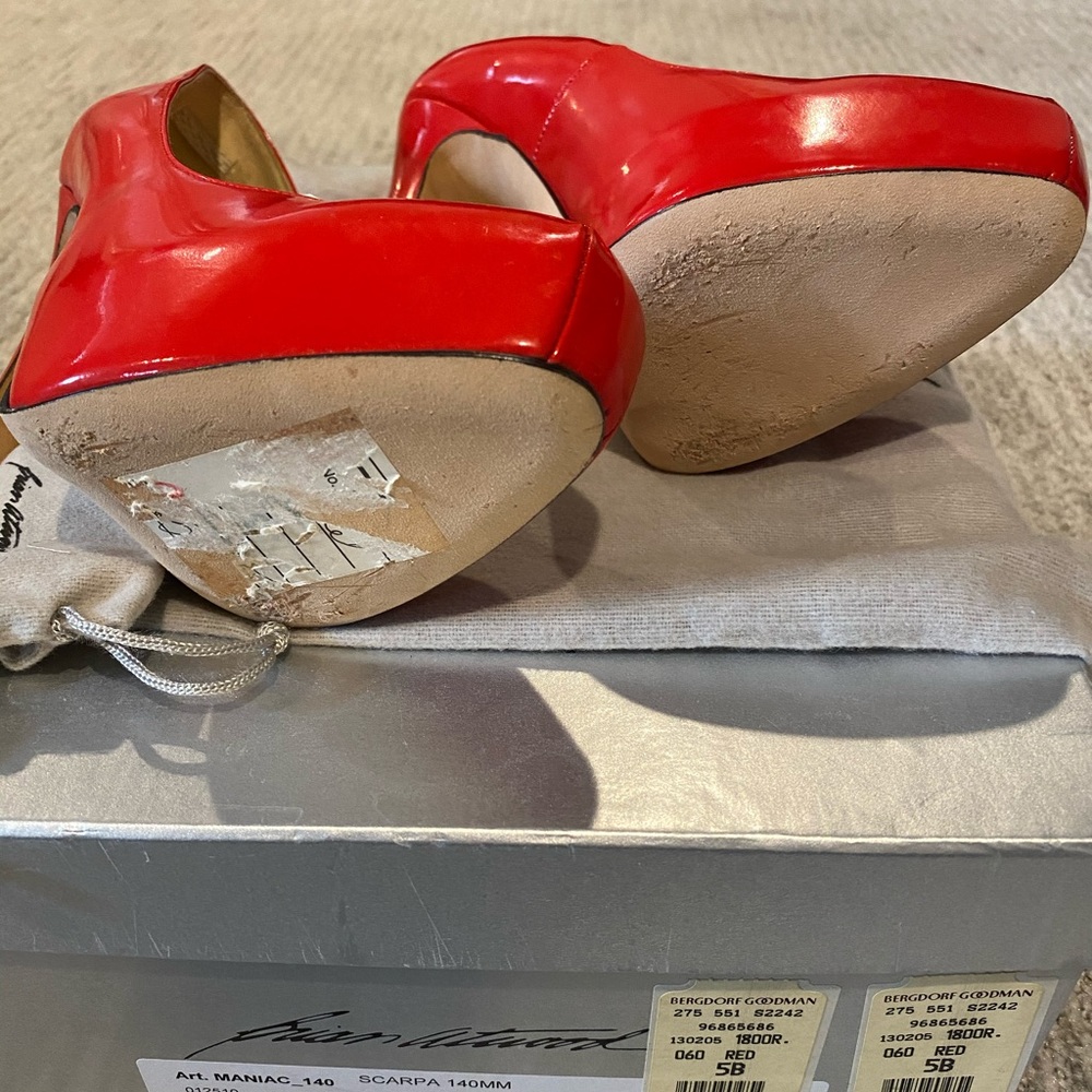 Brian Atwood Red Pumps 35 - Picture 2 of 6